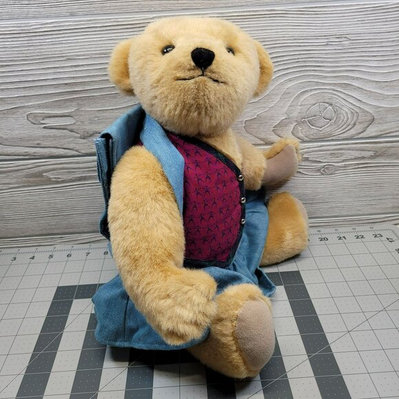 American Girl Teddy Bear‎ Pleasant Company Plush Toy Denim Outfit Stuffed Animal - Picture 1 of 12